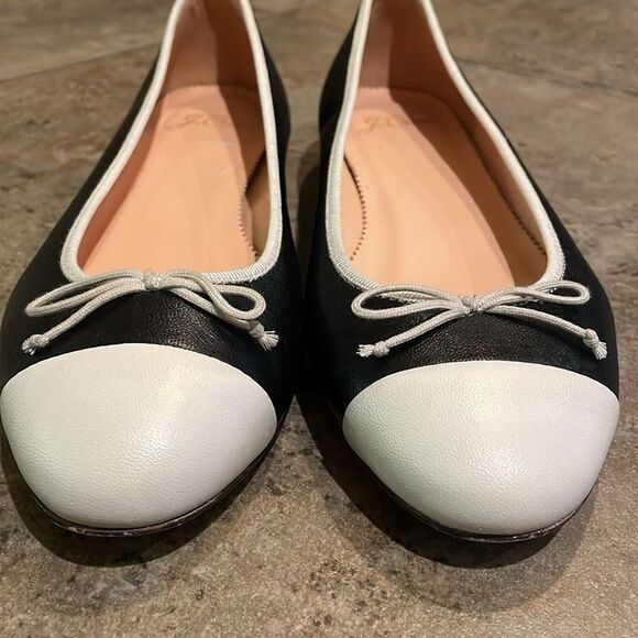 J. Crew Kiki Black and White Cap Toe Ballet Flats Shoes Womens Size 6 - Picture 13 of 13
